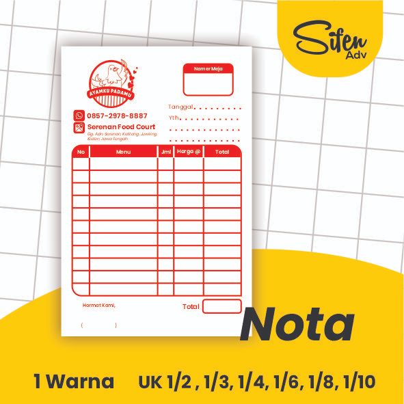 

[DESAIN GRATIS] NOTA MAKANAN | NOTA LAUNDRY | INVOICE PENJUALAN