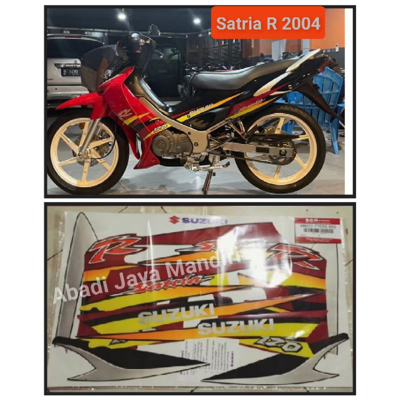 Stiker Lis Striping Suzuki Satria R Hiu Merah Hitam 2004 Asli SGP full set