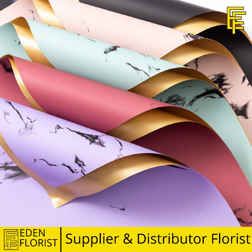

EdenFlorist Flower Wrapping Paper Golden Marble Bi Color Cellophane Kertas Buket Ecer Perlembar COD KB6105
