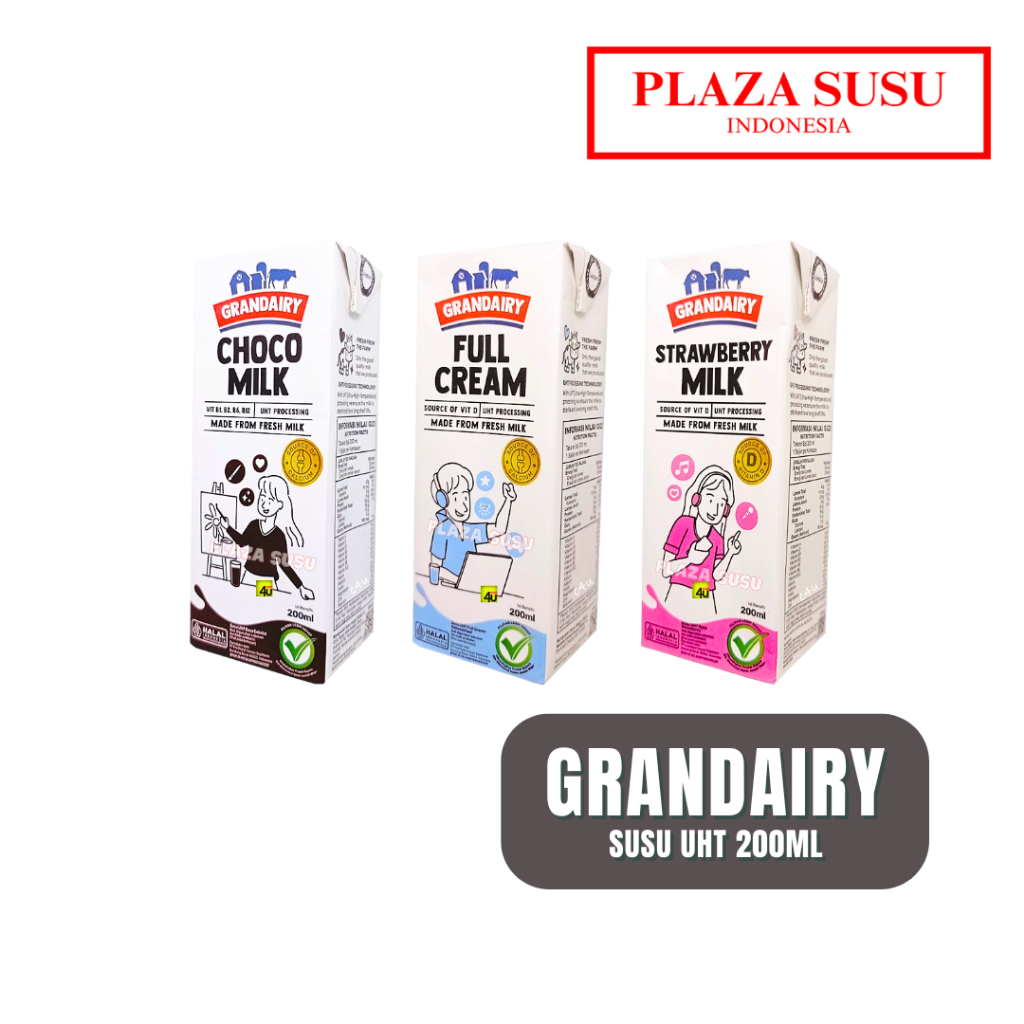 

SUSU UHT CAIR GRANDAIRY 200ML RASA CHOCOLATE/STRAWBERRY/FULL CREAM