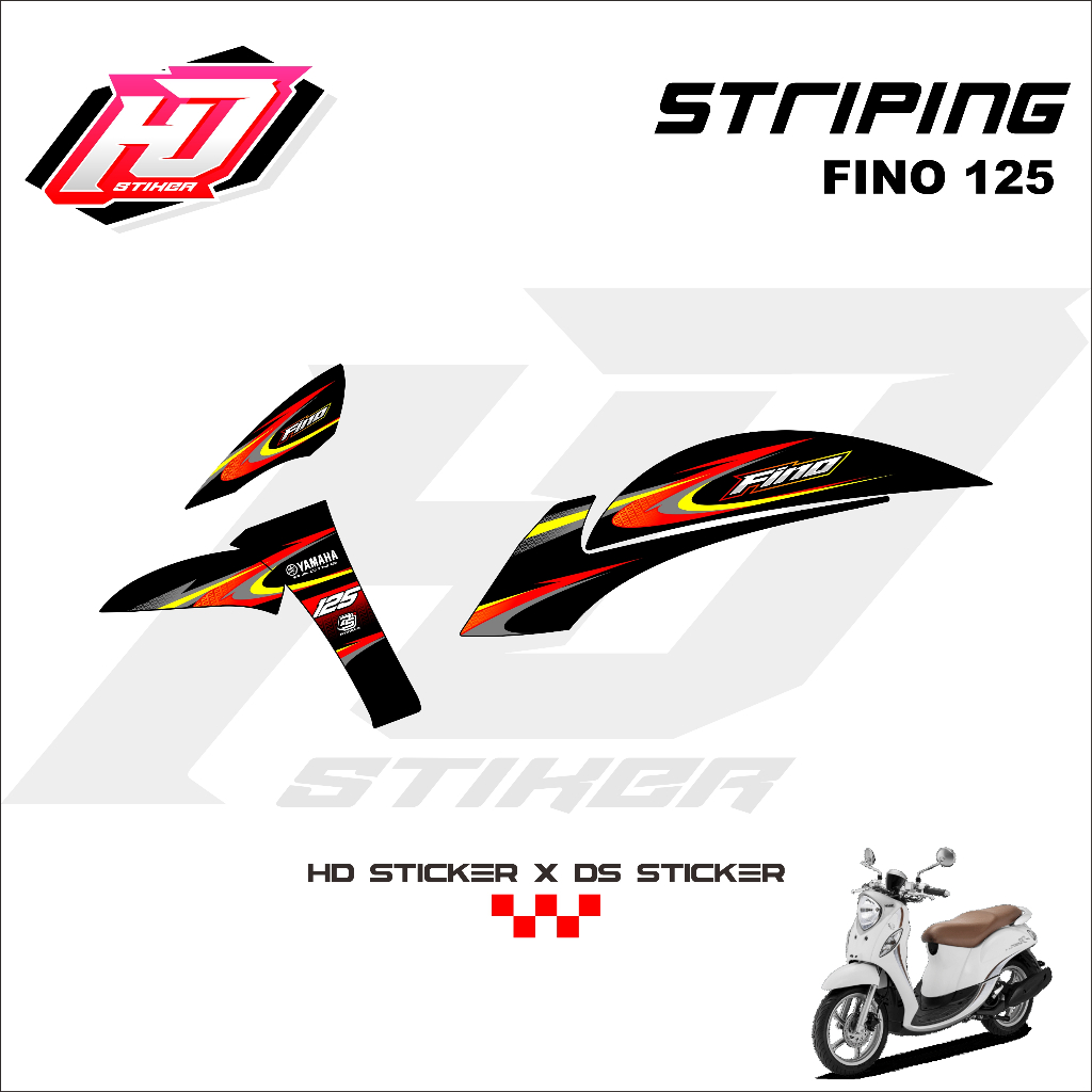 Stiker Fino 125 List Striping Motor yamaha Fino Grande HD012 BLACK HD STIKER