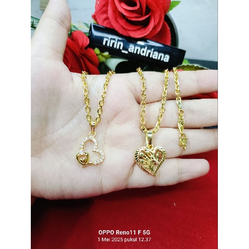 kalung Medan kecil love 8 45cm dan 60cm  lapis emas 24k