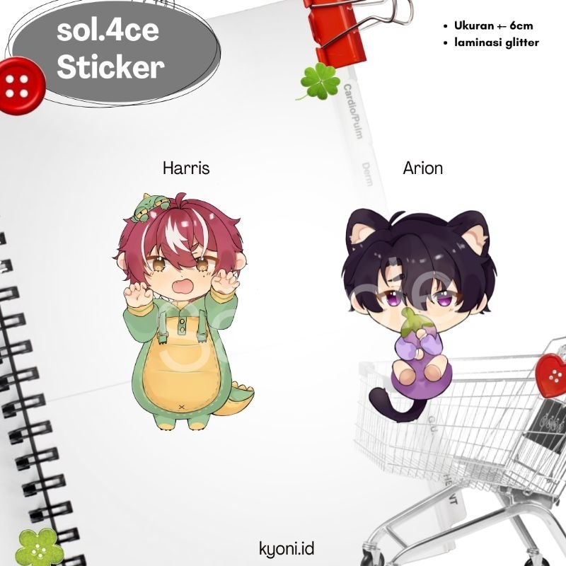 harris Caine, Mikazuki Arion sticker Glitter | fanmerch vtuber Indonesia