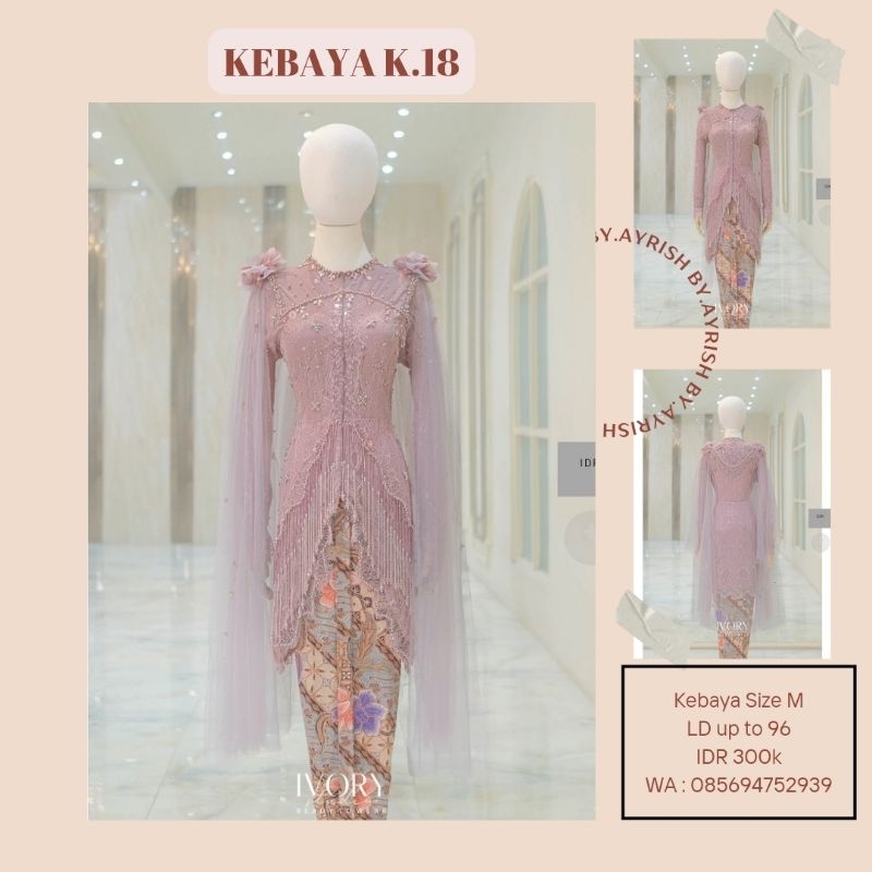kebaya cantik untuk pesta lamaran wisuda ivory studio rtw mauve lilac for rent/sewa