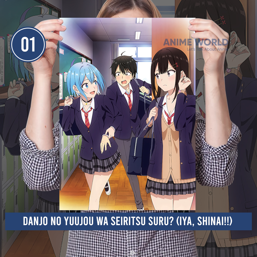 (Min. Belanja 20K) Poster Anime Danjo no Yuujou wa Seiritsu suru? (Iya, Shinai) Lengkap Size A3 - Hi