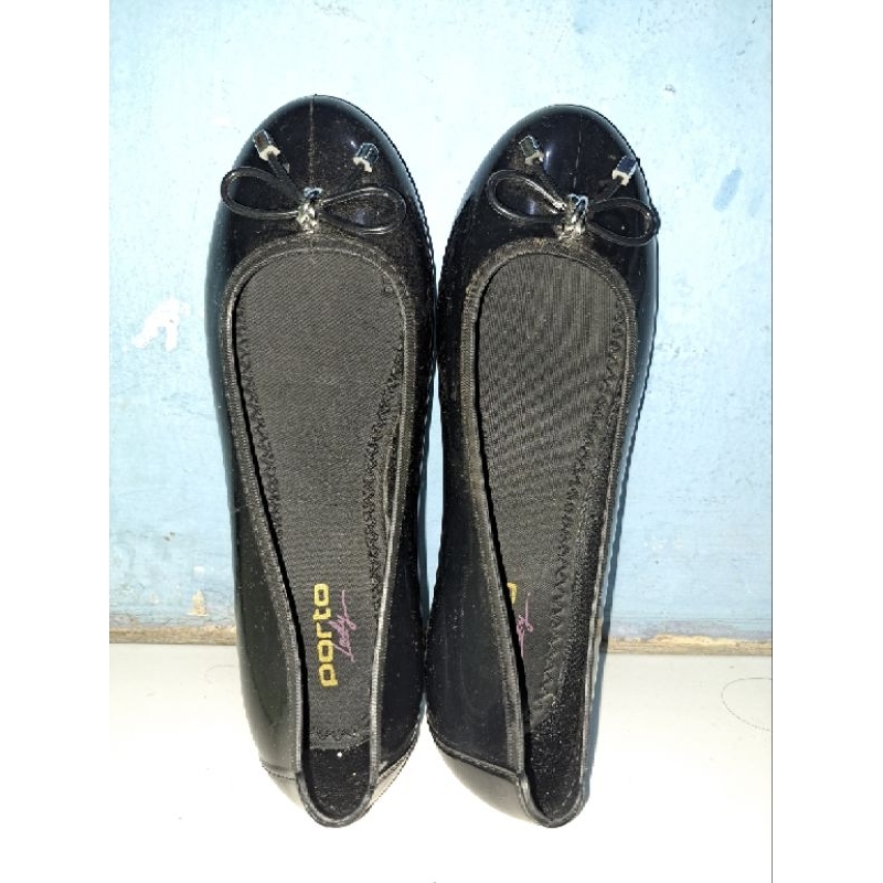 Preloved Flatshoes Porto Lady Flatshoes Karet Jelly Sepatu Ballet Hitam size 38