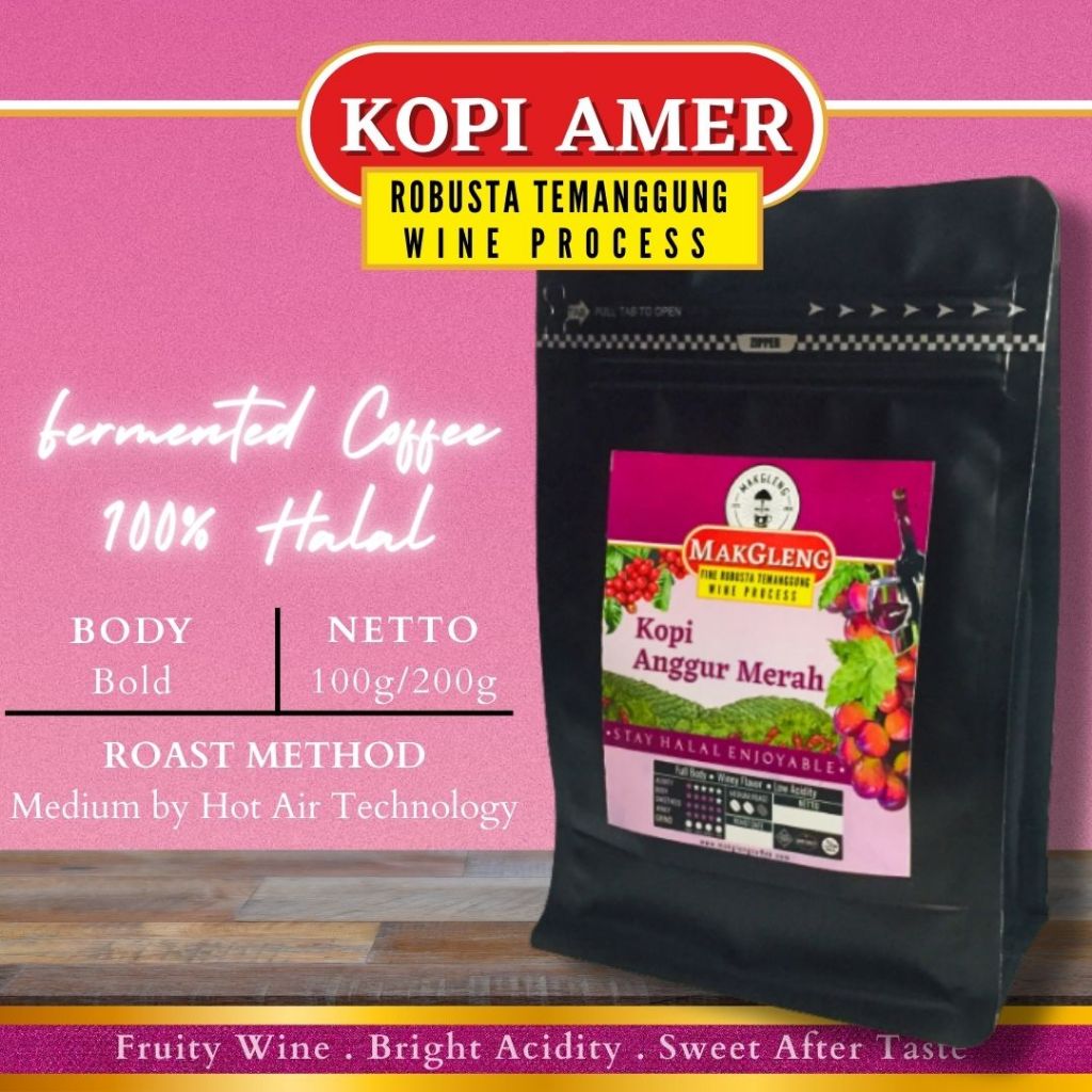 

Kopi AMER Robusta 200gr - Wine Process Export Quality