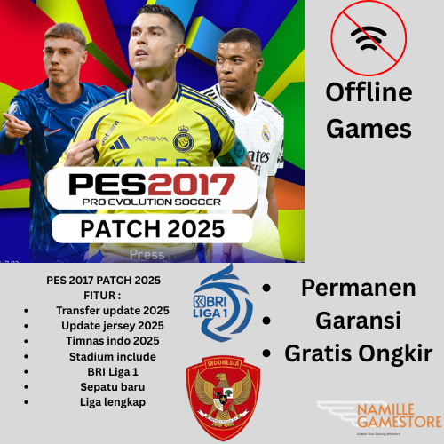 Pro Evolution Soccer 2017 PATCH 2025 | PES 2017 MUSIM 2025 BRI LIGA 1/TIMNAS  |  PC/LAPTOP GAMES OFF