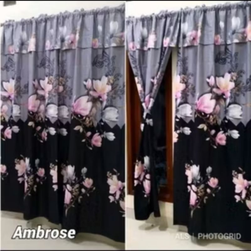 Gorden Serut Motif Bunga Ukuran 100X200, Gorden Jendela