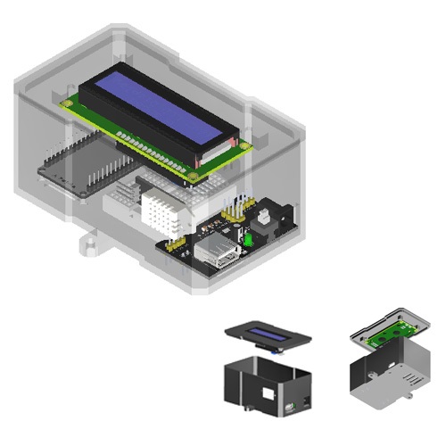Case ESP32 Wroom DHT22 LCD I2C 1602 Project Board MB-102 Power Supply