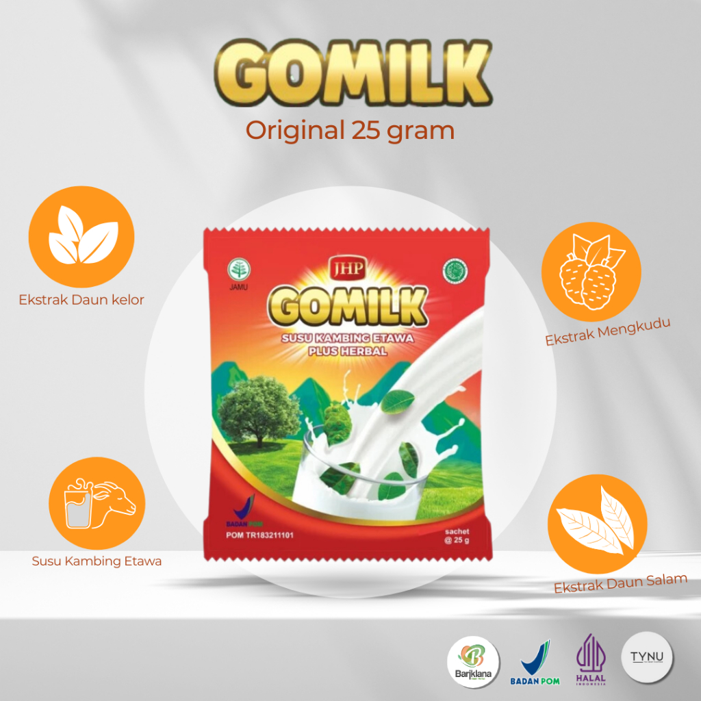 

GOMILK Susu kambing etawa plus herbal bubuk kemasan 25 gram (Bisa kirim Sameday, Instant, Next Day)