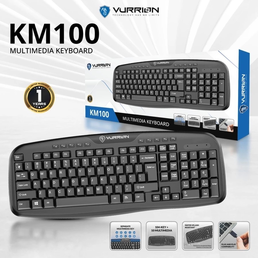 Keyboard Multimedia USB VURRION KM100 + Mouse VURRION M100 USB