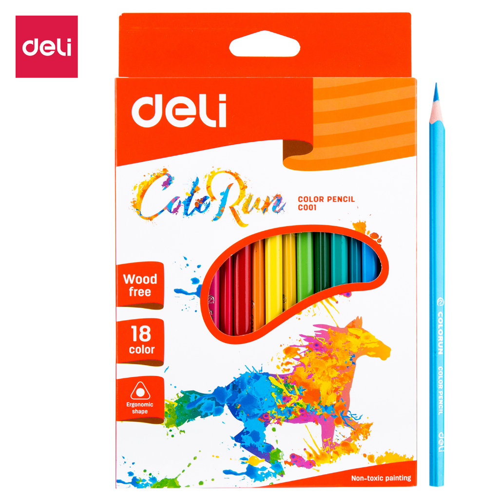 

Deli Pensil Warna- Bentuk segitiga ergonomis Warna cerah 12/18/24 Warna cat tidak beracun