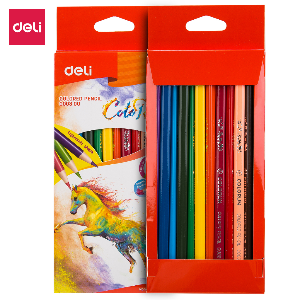

Deli Pensil Warna 12/18/24/36 warna menghasilkan warna warni yang halus, tidak beracun EC00300