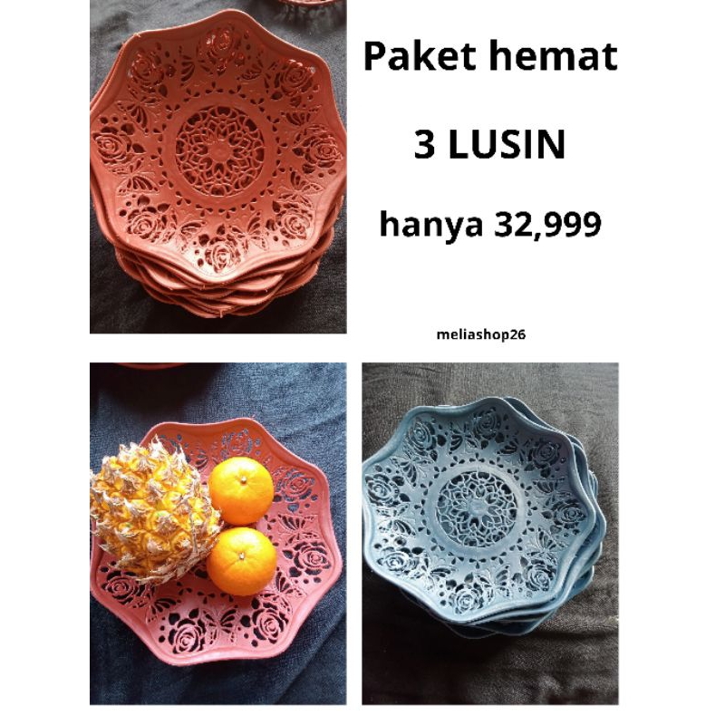 36 pcs hanya 32.999 piring rotan plastik piring rotan anyaman piring rotan aesthatic piring rotan ce