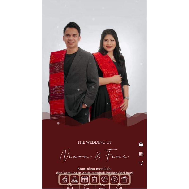 UW-029 l Undangan Digital website Adat Batak Maroon