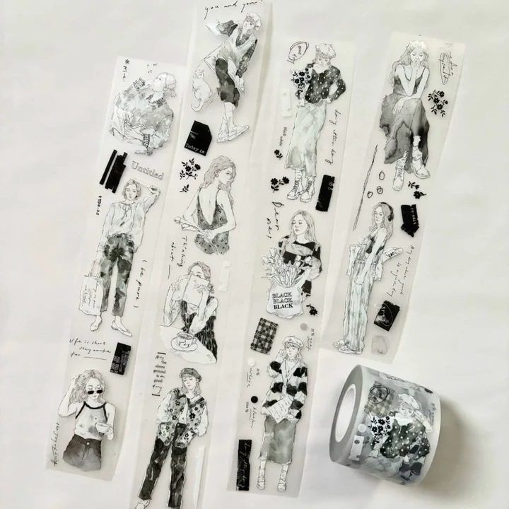 

Pion Black & White Girl PET Tape Sticker Sample