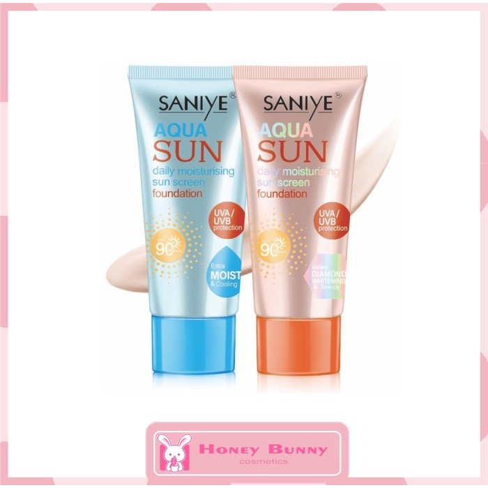 SANIYE Aqua Sun Sunscreen Wajah SPF 90 Waterproof Sunblock Foundation Pelembab 65ML