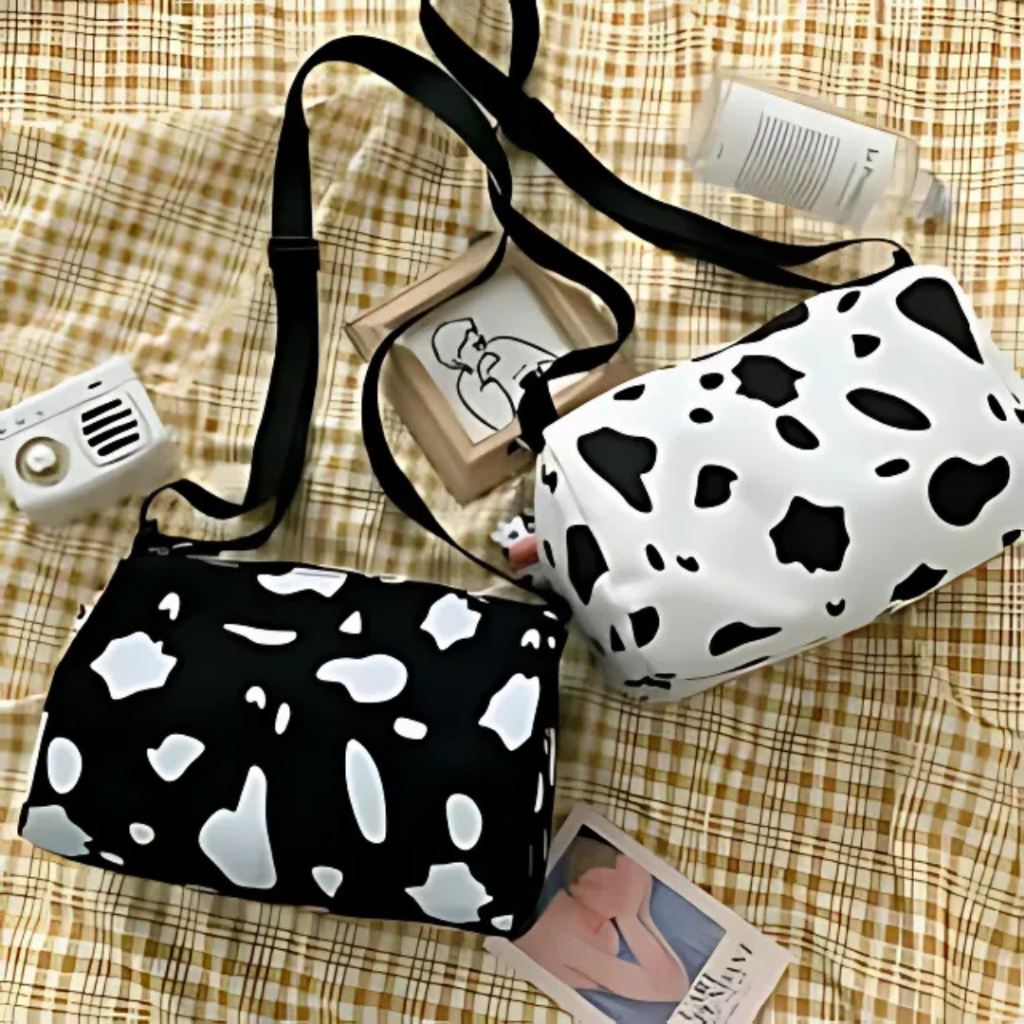 dem_sare - Tas selempang Anak Unisex Sempang bahu kanvas Sling Bag Mini Motif Sapi Lucu