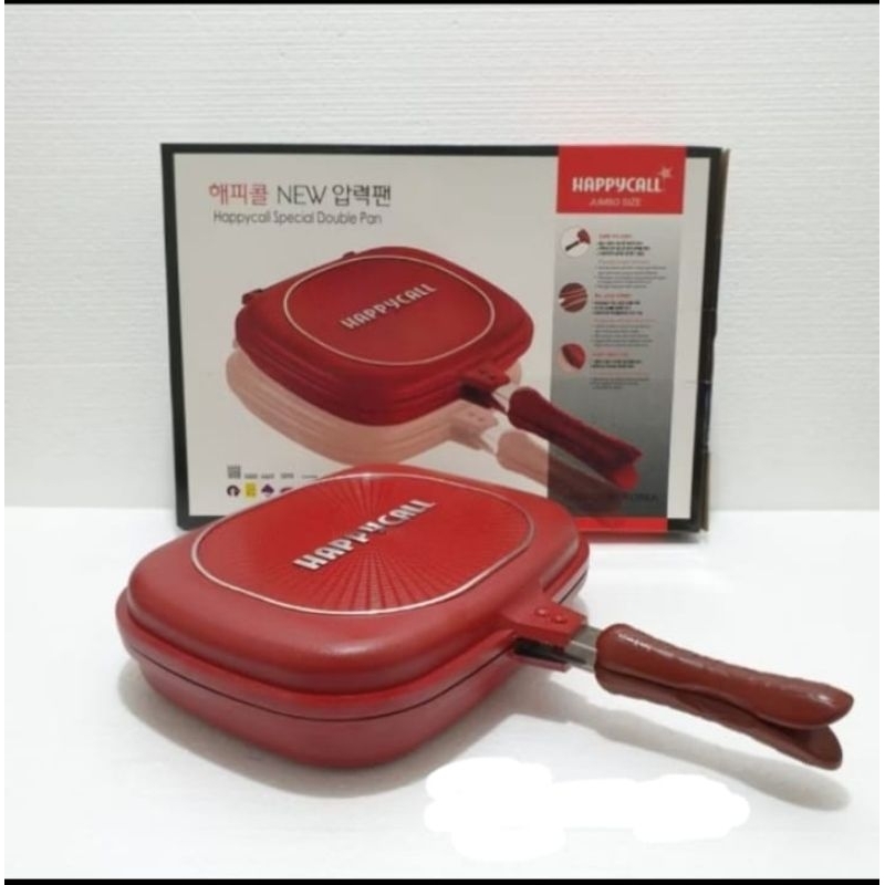 Happy Call Double Pan Jumbo 32cm Korea Bahan Teflon Bolak Balik / Pemanggang Panggangan Bakaran Baka