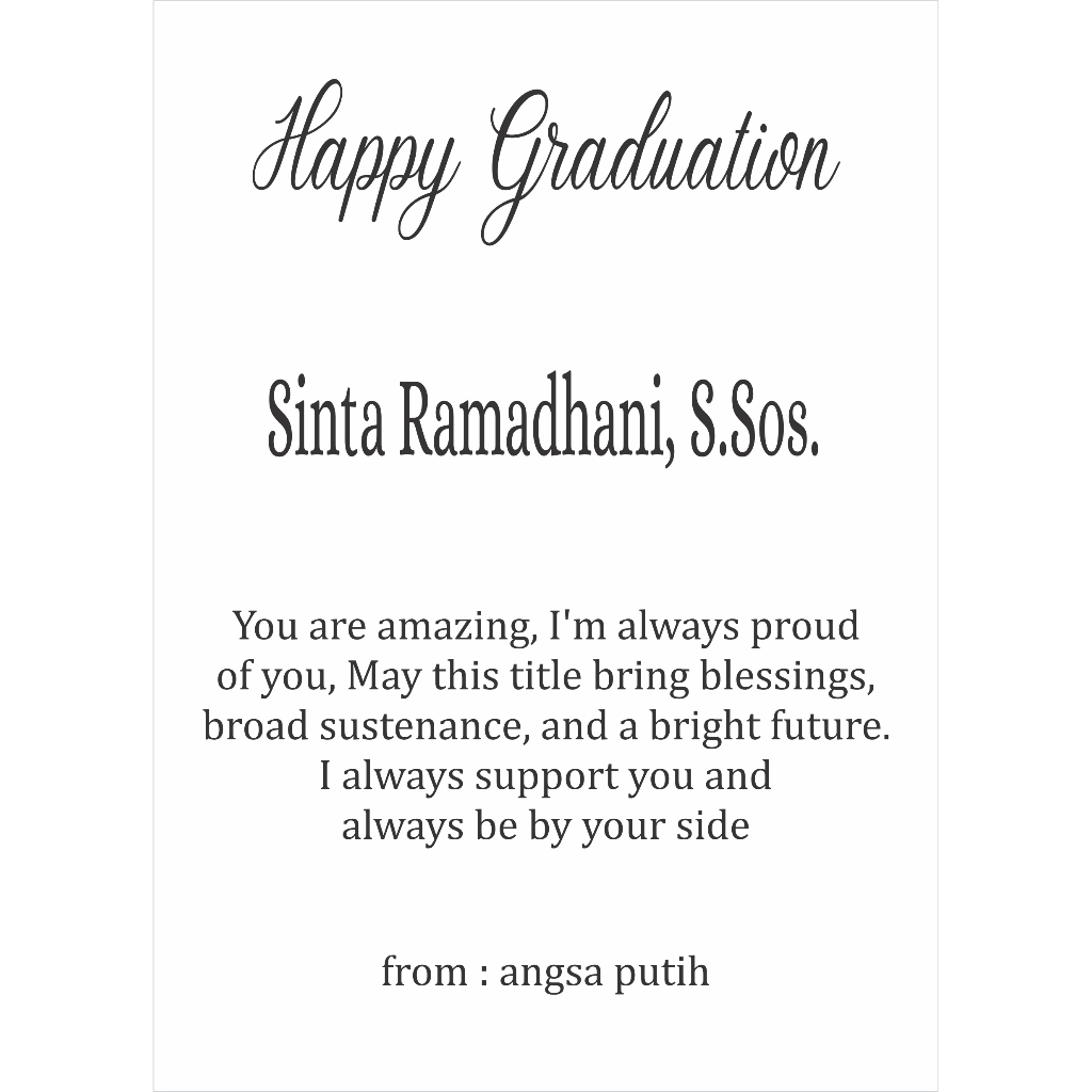 

Stiker Custom Kata" untuk wisuda / ucapan selamat dan ulang tahun