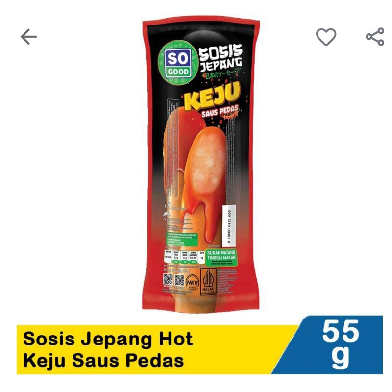

So Good Sosis Jepang Keju Saus Pedas 55gr