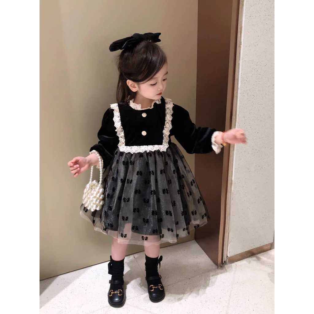 BIEBIE Baju Dress Pesta TUTU Tile Anak Cewek Fashion Kancing Terbaru