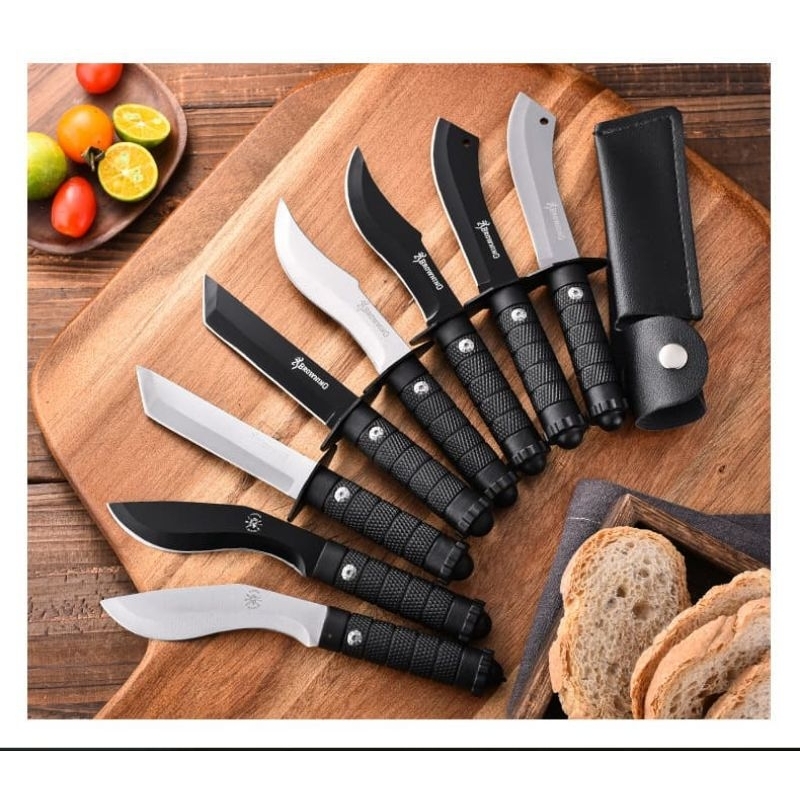 Pisau Browning lengkung Pisau Gunung Pisau Camping Pisau daging with Sarung