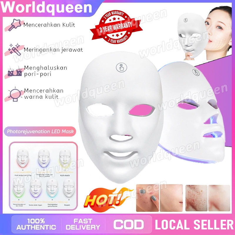 Pdt Led Masker Light 7 Warna Led Mask Photon Therapy Alat Perawatan Wajah Penggunaan Pengisian Daya 