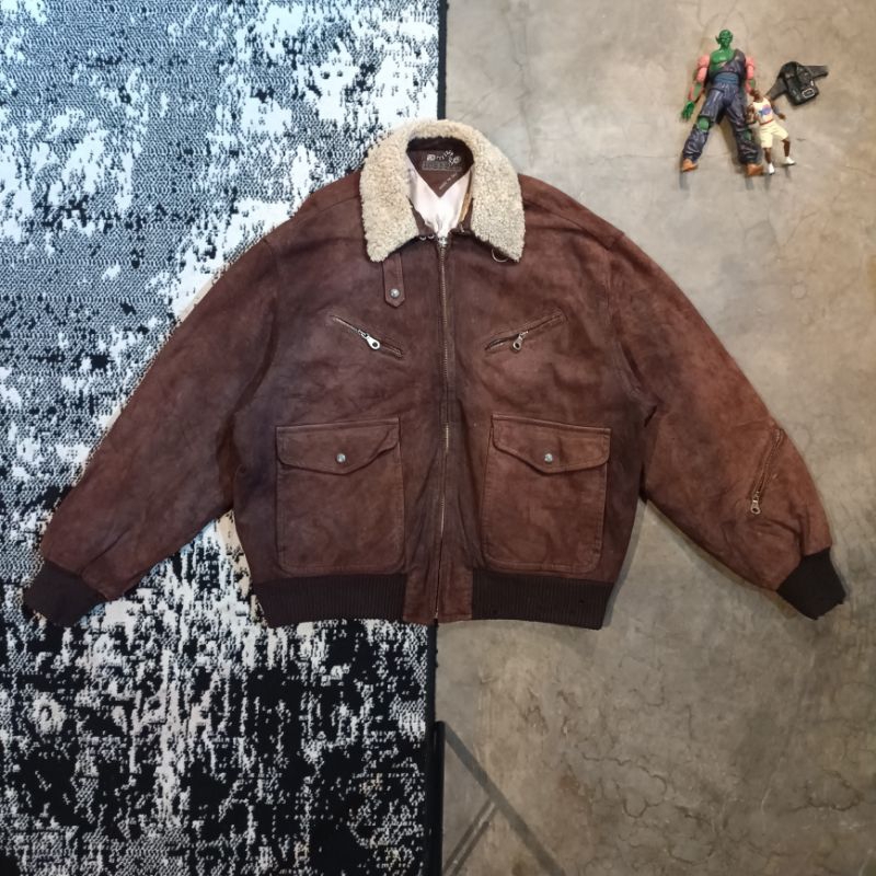 Vintage Leather Flight Jacket Suede typeA-2 Pilot Iceberg Pluto