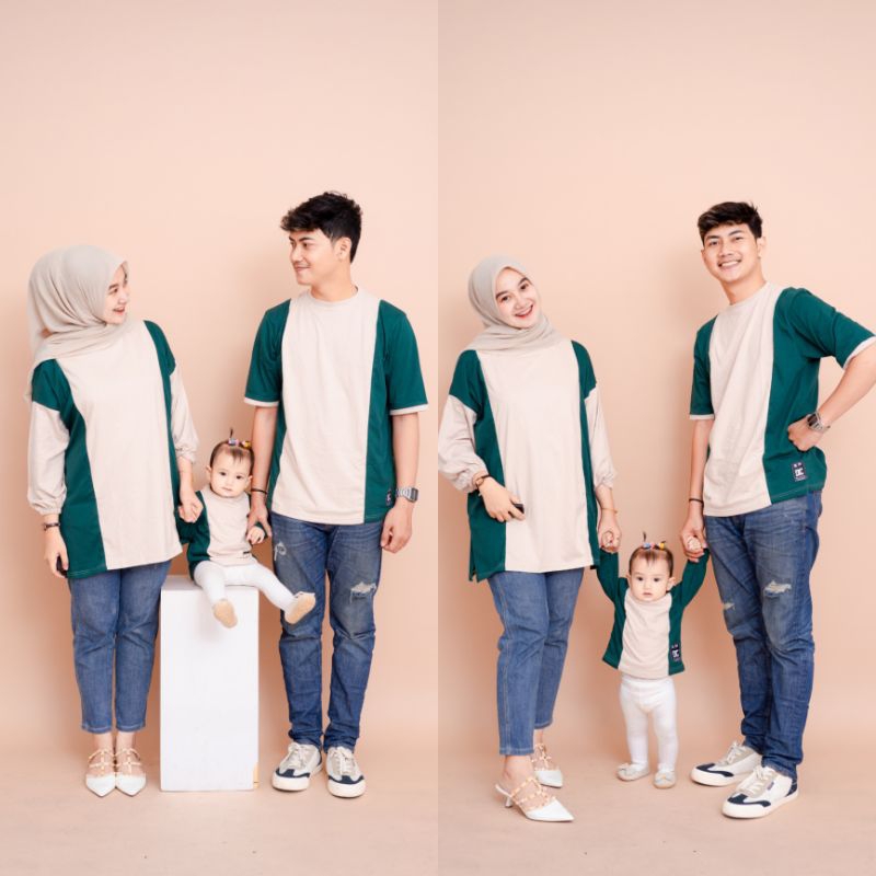 Set family bottle green series/kaos couple family/kaos couple keluarga/kaos pasangan/oversize couple
