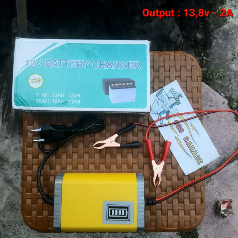 12 Volt Battery Charger Portable | Cas Aki Motor 12 Volt 2 Ampere