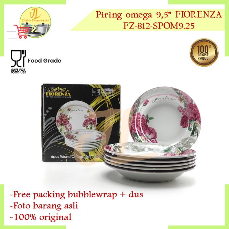 piring set motif FIORENZA FZ-812-SPOM9,25R / piring makan omega 9"25