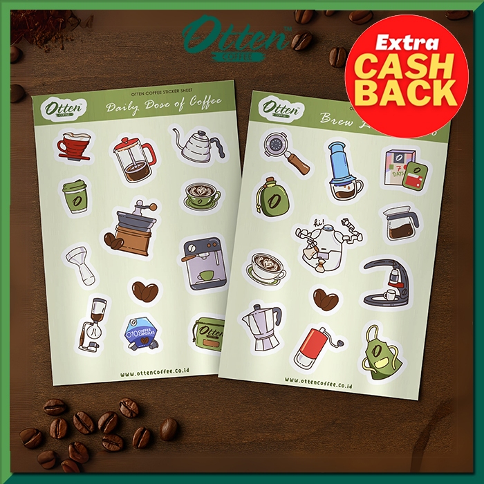 Stiker Set (Brew Like A Pro / Daily Dose of Coffee) Label Alat Seduh Kopi Manual / Espresso Maker / 