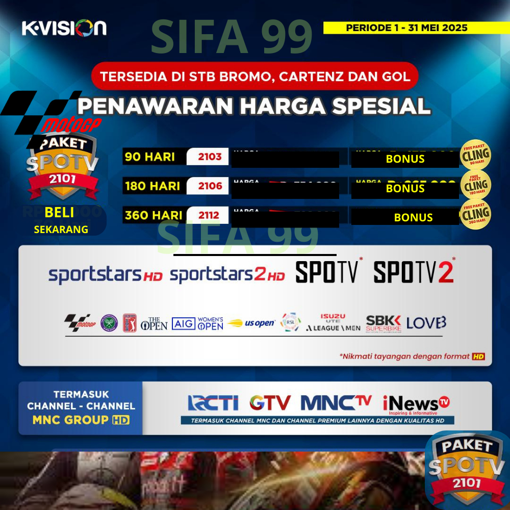 sifa 99 Paket K vision SPOTV  hd Moto GP langsung aktif