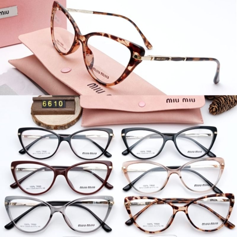 Frame Kacamata Minus Photocromic Antiradiasi Cat Eye Wanita 6610 | Kacamata Minus Antiradiasi Bisa N