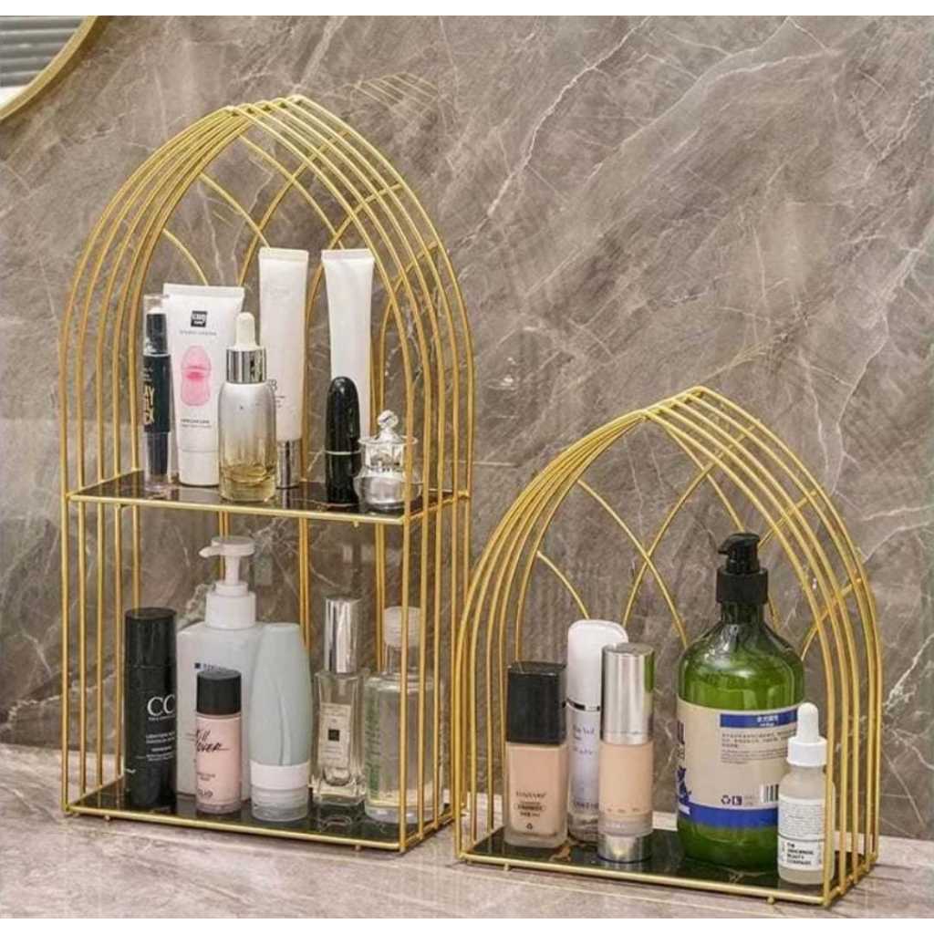 Rak Skincare Estetik Minimalis – Organizer Meja Rias Modern, Penyimpanan Skincare Simpel & Cantik