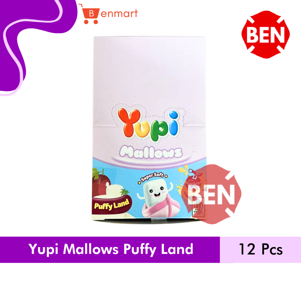 

Yupi MALLOWS Puffy Land with Markisa Juice 1 Box 12 Pcs - Permen Jelly Buah Super Soft Marshmallow Passion Fruit