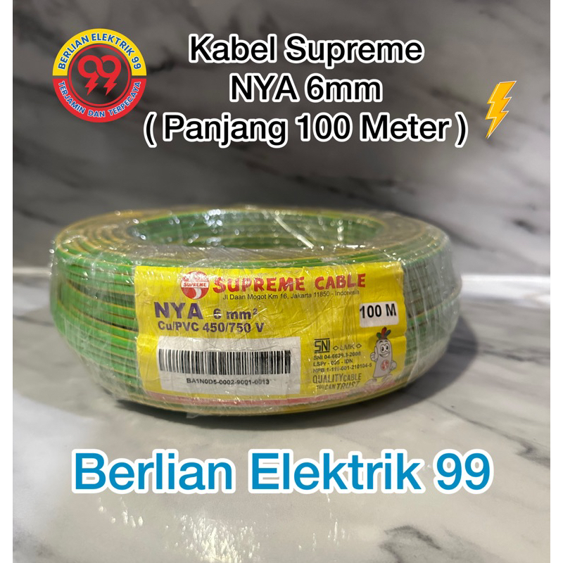 kabel supreme NYA 6mm tunggal grounding 100meter