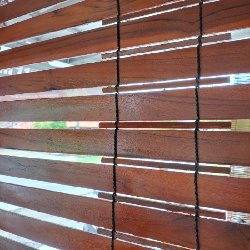 Tirai / Krey / kere Kayu jati Asli Premium Lebar 200 cm | Tirai Pintu Minimalis | Sekat Ruangan |  D