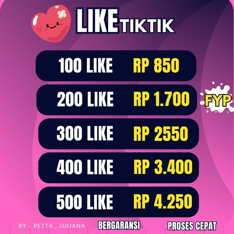 Like Tik Tok.Fyp  Penambah Like Tiktok Auto Fyp Bergaransi