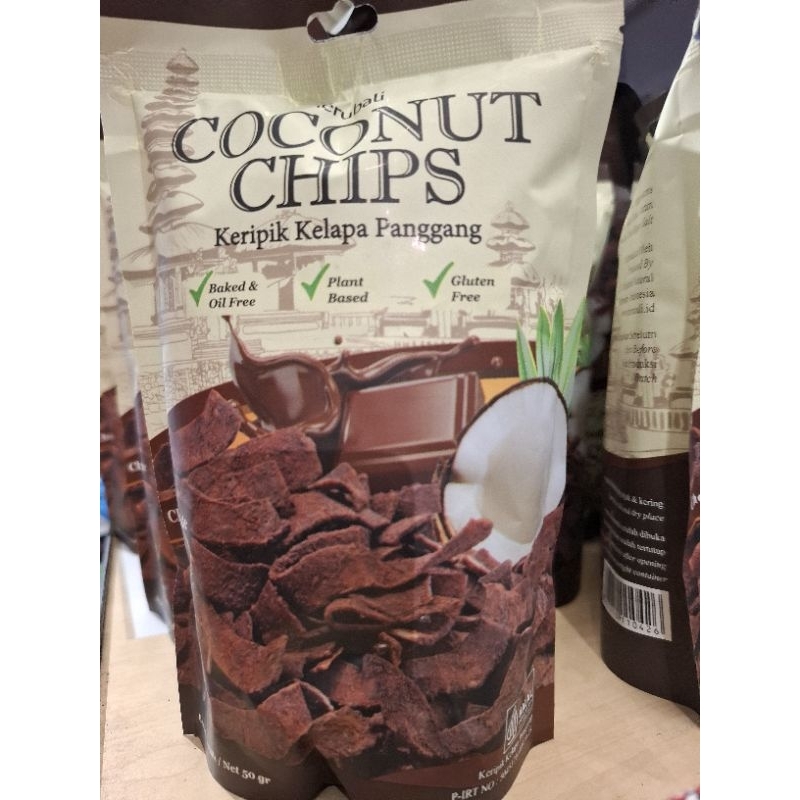 

Merubali Coconut Chips Keripik kelapa panggang rasa Original / Chocolate 50gr exp 25 april 2026