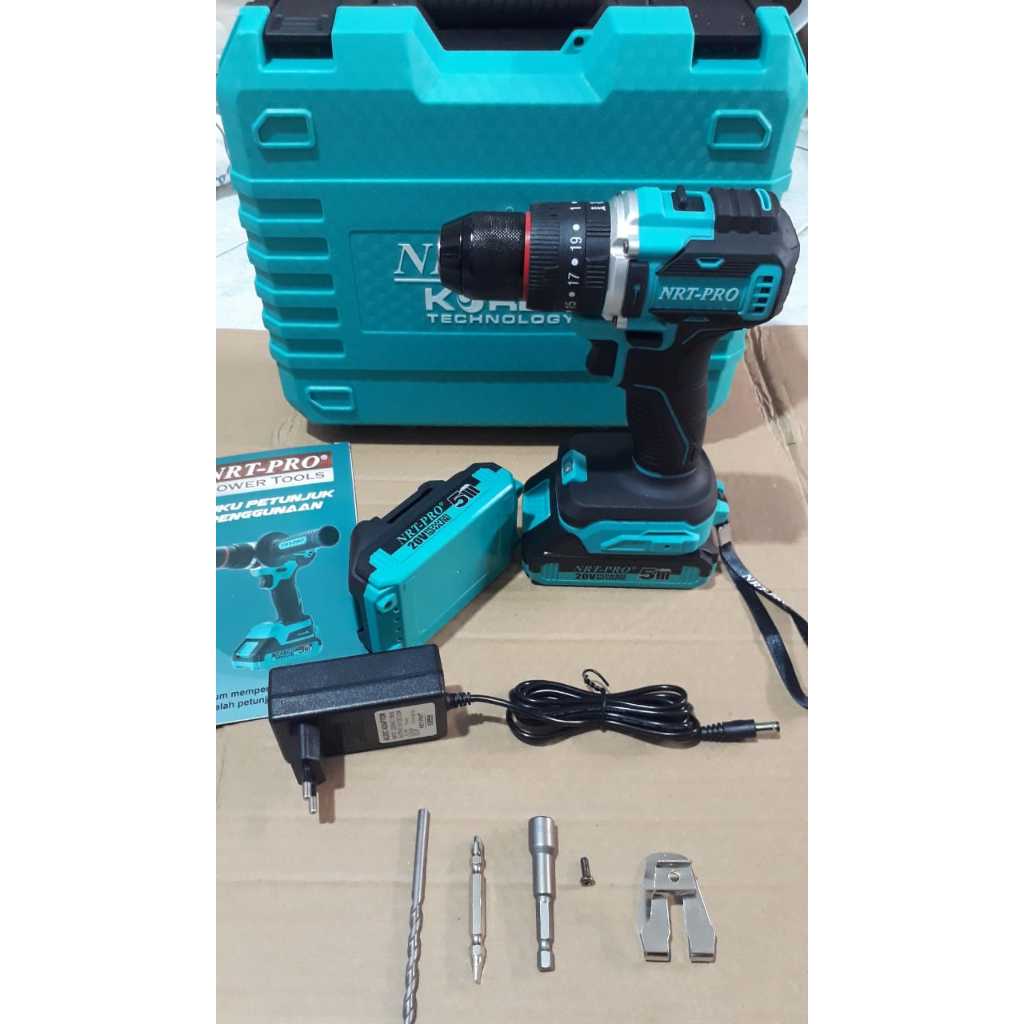 Mesin Bor Cordless NRT Pro DC-740 BRUSHLESS Bor Baterai NRT NEW GEN DC740 20V