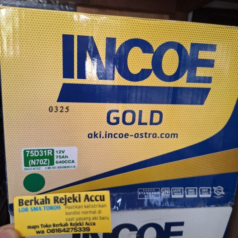 Aki n70z 75amper INCOE GOLD
