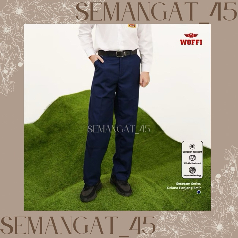 SEMANGAT_45 | WOFFI SERAGAM SEKOLAH CELANA PANJANG KARET BIRU SMP