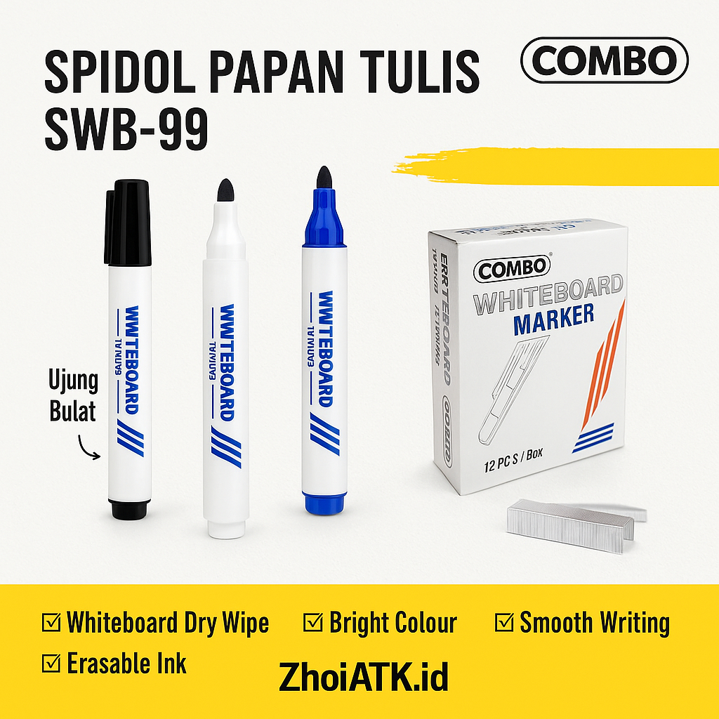 

SPIDOL PAPAN TULIS SWB-99 | WHITEBOARD MARKER DAPAT DIHAPUS / ERASEABLE MARKER