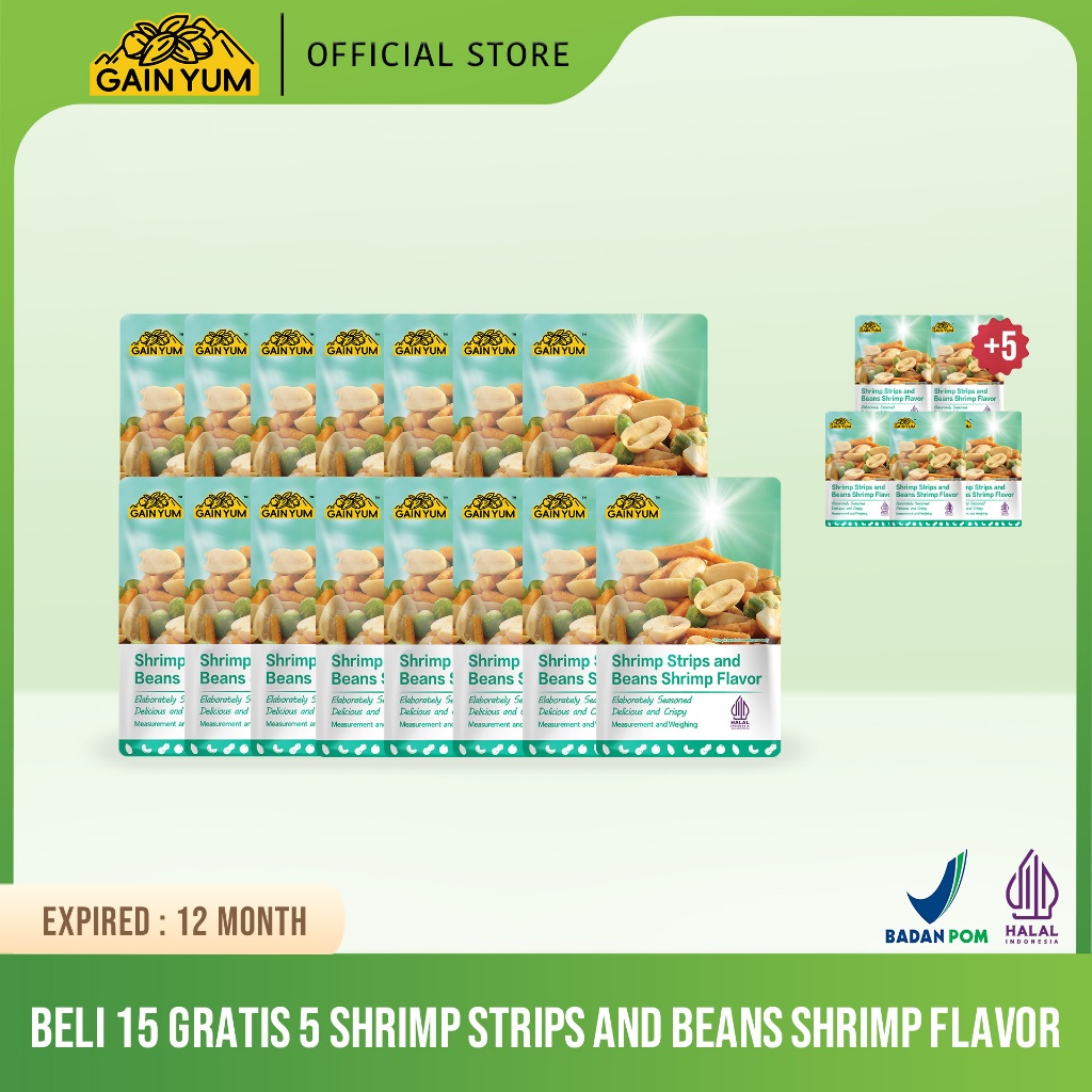 

GainYum - 15+5 pcs Shrimp Strips and Beans Shrimp Flavor SMALL PACK