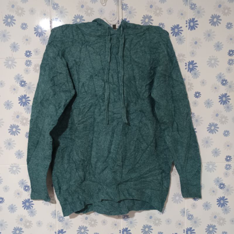 UNIQLO Hoodie Rajut Bahan Kapas Souffle Yarn Mint