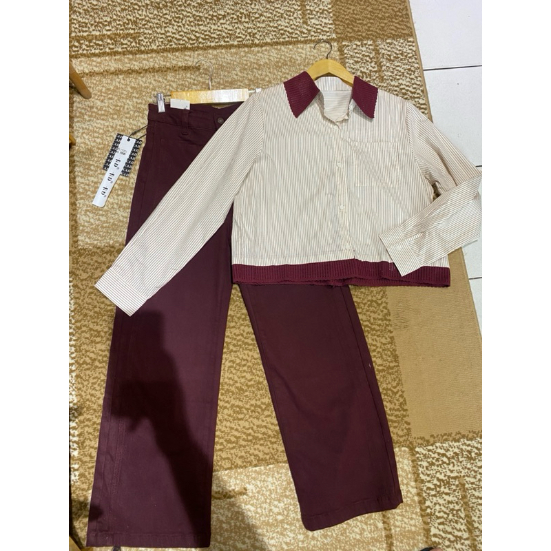 Kemejansalur BKK/Kemeja oversize/ kemeja maroon/kemeja wanita