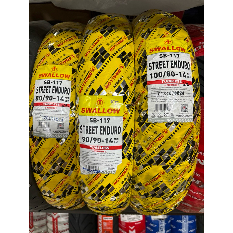 Ban Swallow Street Enduro Sb 117 Tubeless Ring 14 80/90-14 90/90-14 dan 100/80-14 Tubeless